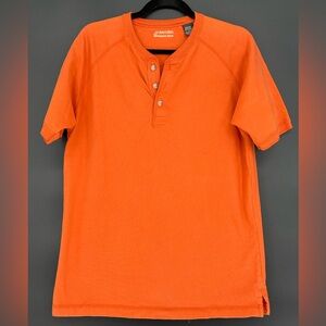St. John's Bay Men's Short Sleeve Henley - Rust / Orange Size M